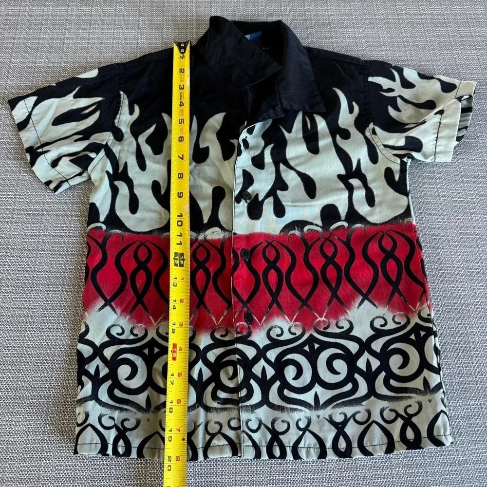 Gazoz Y2K Flame Multicolored Button Up Kids Shirt Size 6-7